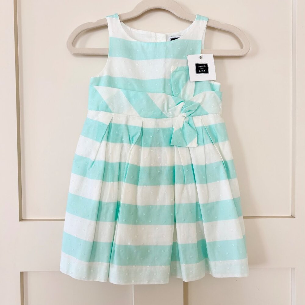 NWT Janie and Jack Teal Garden Swiss Dot Sundress 12-18 Months